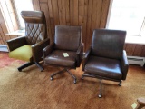 (3) Vintage Leather Office Chairs