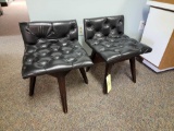 (2) Mid-Century Modern Leather Swivel Chairs