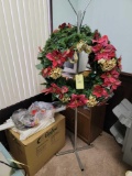 Coat Rack, Wreaths, Cabinet, Monitor, Binders and Papers