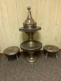 Ornate Metal Altar and Stools