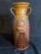 Unsigned glazed pottery vase w/ baby's face, 14.5