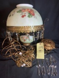 Upsy Downsy ceiling lamp w/ hand painted floral decoration.