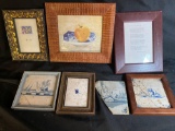 (3) Frames, (4) decorated ceramic tiles.