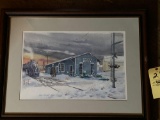 Tom Mayer (OWS) original watercolor of Hartville train station, 30.5