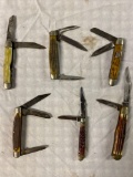 (6) Pocket knives, two have broken third blades.