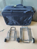 Samsonite suitcase, (2) luggage carts.