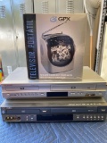 GPX TV/Radio, Samsung DVD/VHS, Go Video DVD/VHS.