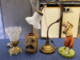 (2) Lamps, golfer figurine, Japan vase.