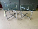 Pair metal & glass stands, 18