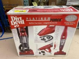 Dirt Devil Platinum Force set w/ upright sweeper, hand vac, steamer, & stick vac.