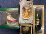(2) Radko Santas, (2) Polish made glass ornaments.