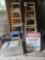 Assorted Stepladders, Sign, Wood Crate
