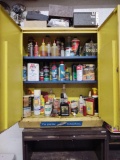 Metal Cabinet w/ assorted cleaners