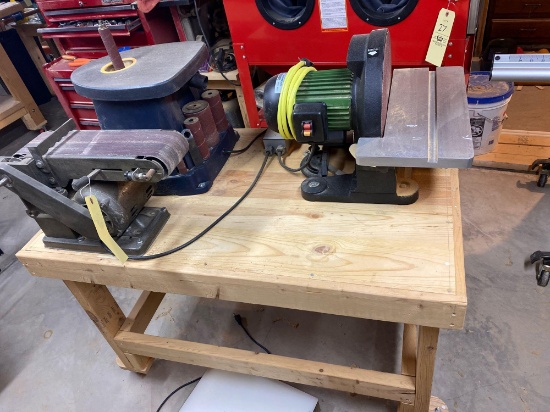 12inch disc sander, spindle sander, belt sander on bench