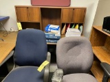 Two office chairs and L shape office desk