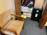 Chairs. File cabinet. Book shelf. Not contents