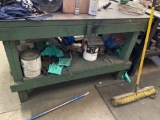Wood work bench 30in by 56in with steel plate top