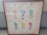 Framed Vintage Knitted Quilt Signed 1933