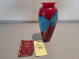 Satava Red Floral Art Glass Vase