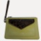 Fashion purse/clutch - Pastel Green with Brown