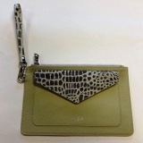 Fashion purse/clutch - Pastel green with leopard.