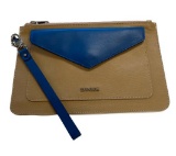 Fashion purse/clutch - Tan with Blue