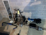 Weight tree - weight plates - barbell - dumbbells