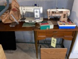 Singer sewing machine cabinet and Kenmore sewing machine