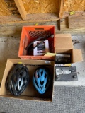 Bicycle helmets, batteries, sand blast media 8lb