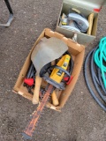 Hedge trimmer, welding mask, circular saw