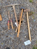 Sledge hammers, pick axes, hand sythes