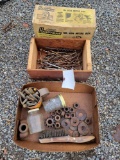 Drill bits, mitre box, hardware