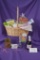 Relaxation Basket. Includes: a bottle of sparking red grape juice, two bars of Maiown Handcrafted