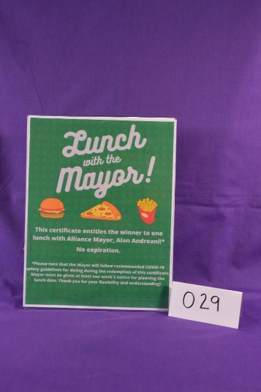 Lunch with the Mayor! Have you always wanted to eat lunch with the mayor?