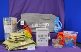 Laundry bag, laundry detergent holder, set of towels, laundry detergent