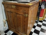 Solid oak entertainment stand, ice box style