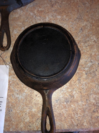 Small Number 3 Unmarked Cast Iron Skillets