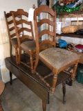 Drop Leaf Table, (3) Chairs