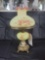Fenton Burmese handpainted vase, signed, 21 inches tall