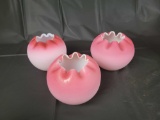 3 peach blow rose bowls