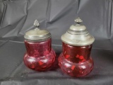 Cranberry jam and jelly jars, 6 inches tall
