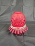 Red satin wrights fairy lamp 6 1/2 inches tall