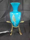 Fenton landmark collection 2005 with brass base 12 inches tall