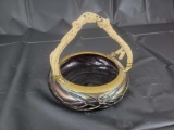 Loetz antler handle bowl, 6 inches diameter