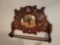 Vintage Carved Wood Towel Rack with Mirror