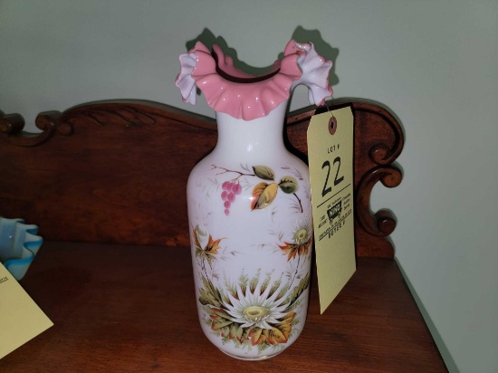 Floral Hand-Painted Ruffled Top Vase