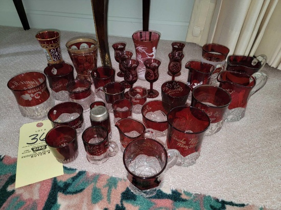 Assorted Bohemian Ruby Red Glassware