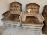 Pair of Upholstered Swivel Rocking Chairs