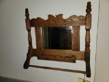 Wall Hanging Woof Towel Rack with Mirror