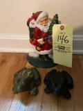 Cast Iron Frogs and Santa Door Stop
